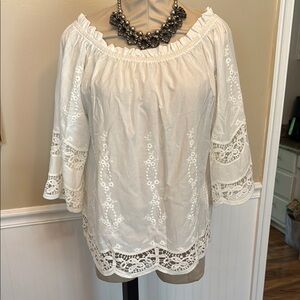 Elegant White Embroidered Blouse